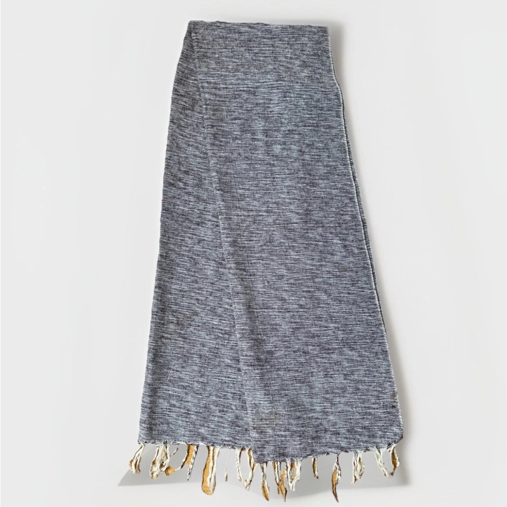 Japanese Brown and White Fringed Scarf 68” x 21”